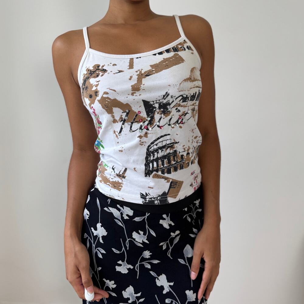Vintage Graphic Spaghetti-Strap Cami (S)